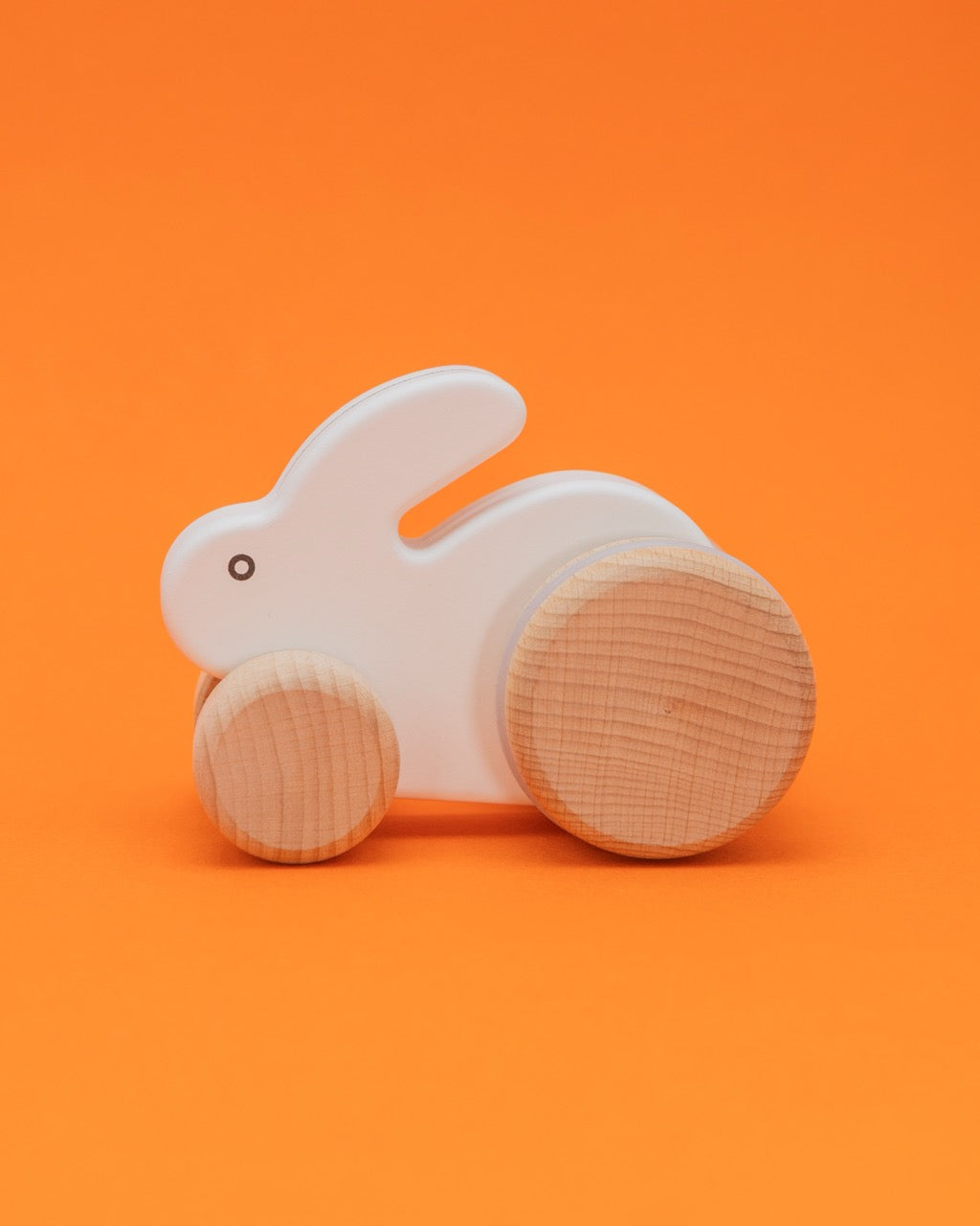 Wooden White Push Bunny