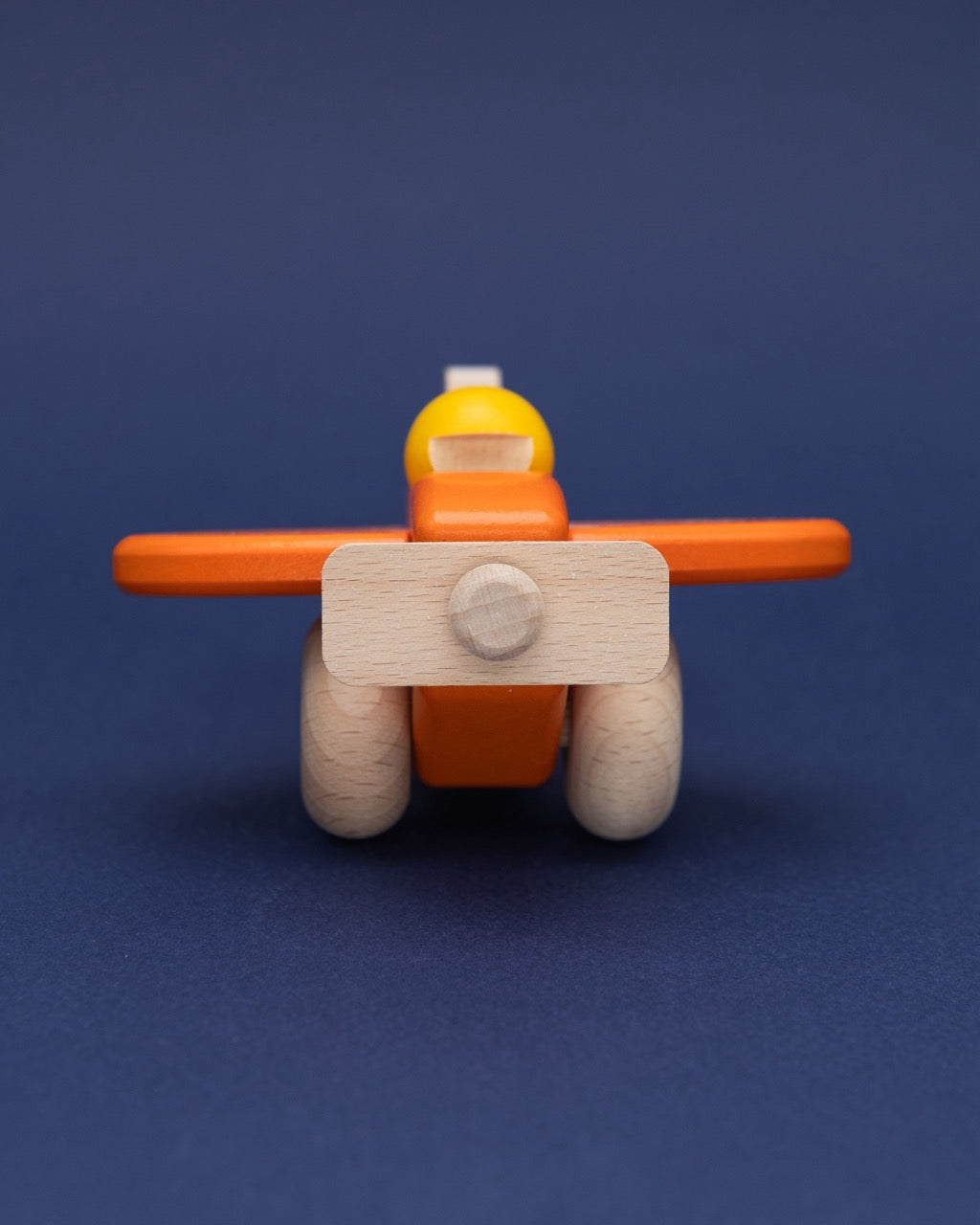 Wooden Orange Propeller Plane with Pilot