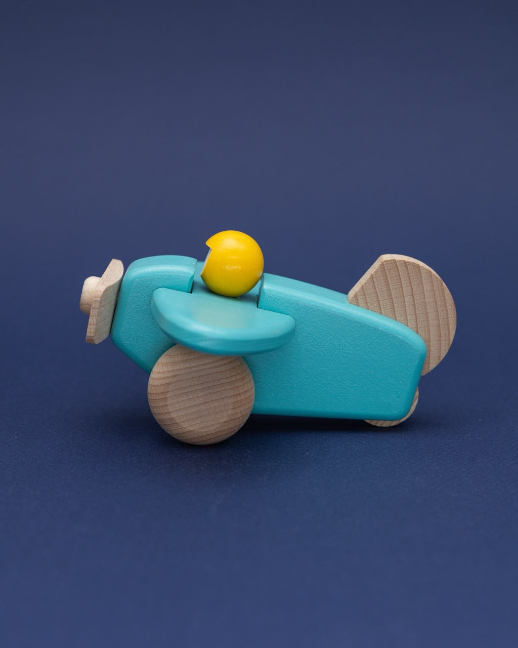 Wooden Blue Propeller Plane with Pilot