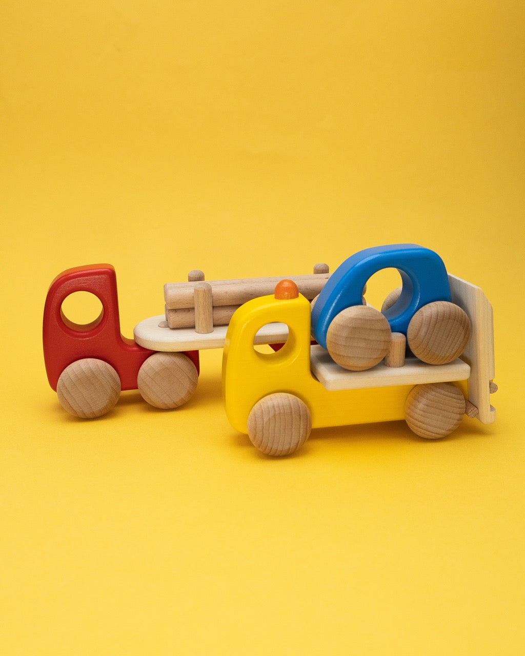 Wooden Red Truck with Logs