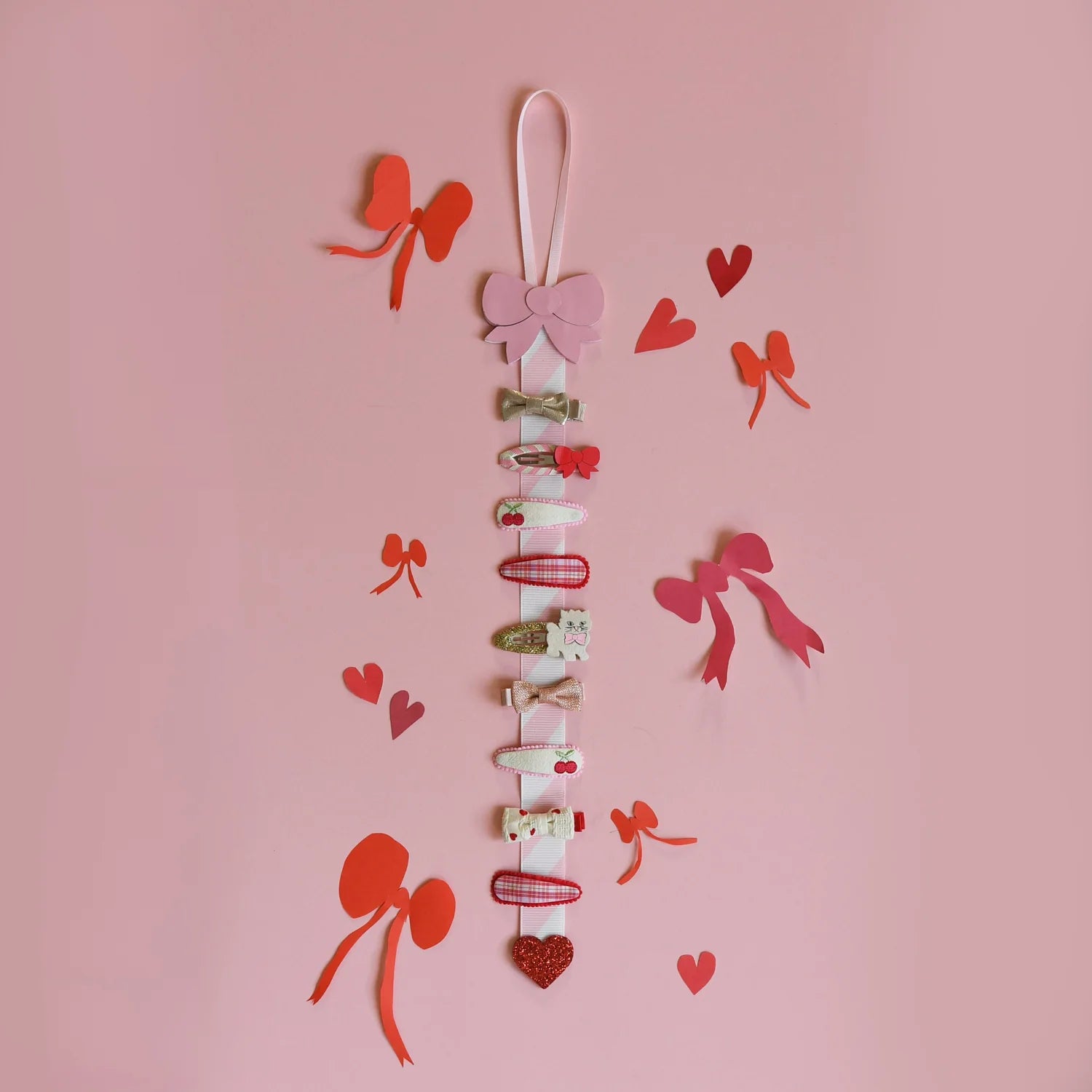 Cutesy Bow Stripy Hair Clips