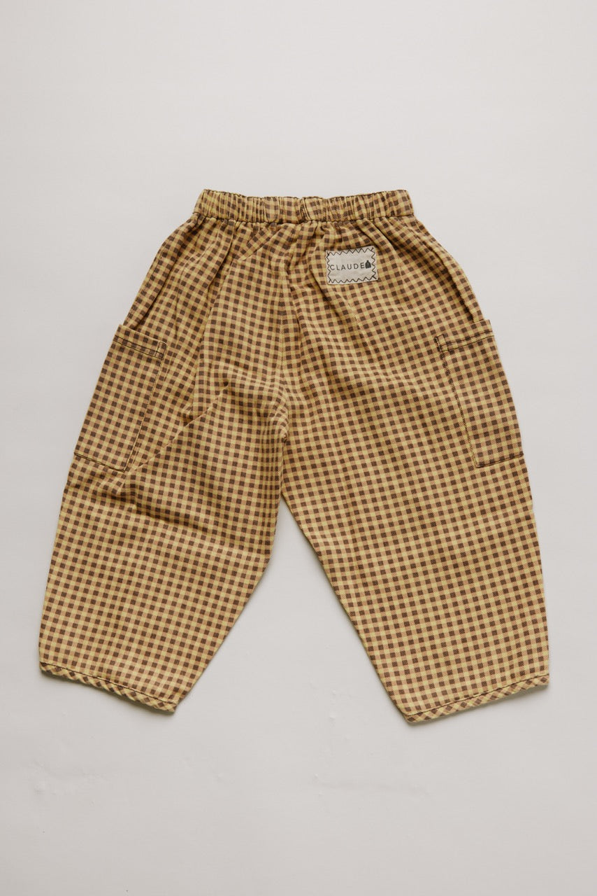 Emerson Ochre Gingham Trouser Organic Cotton