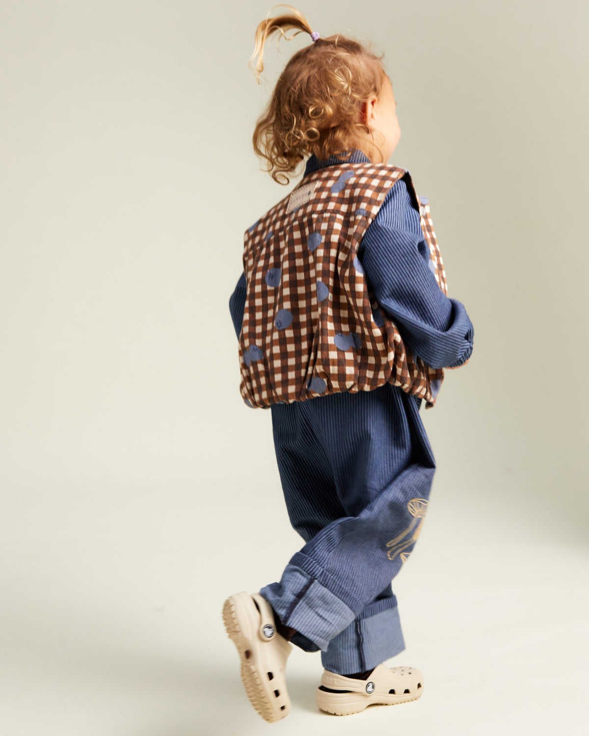 Rumi Blueberry Gingham Gilet Organic Cotton