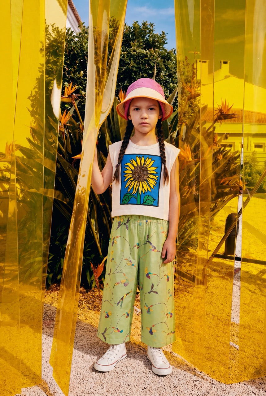 Hummingbirds Summer Wide Cropped Pants