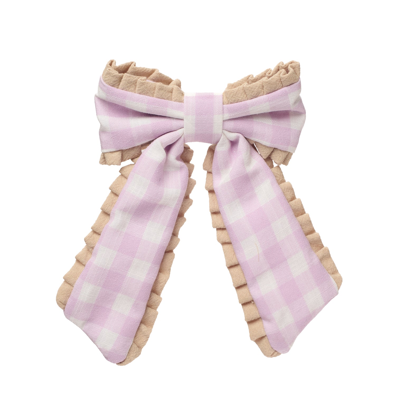 Gingham Ruffle Bow Hair Clip