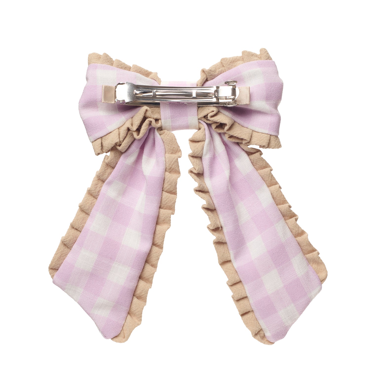 Gingham Ruffle Bow Hair Clip