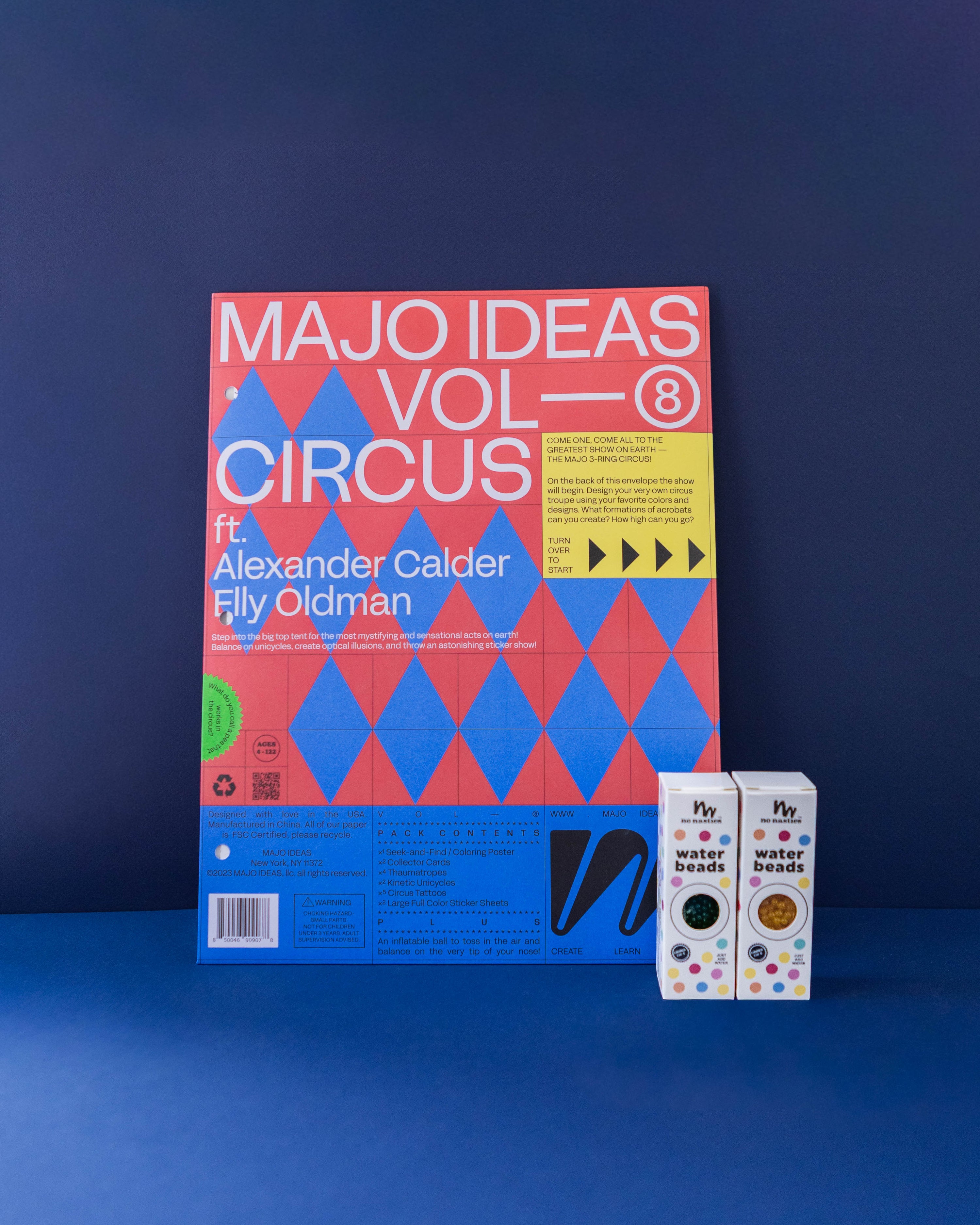 Majo Ideas Circus Sticker Based Art Pack Vol ⑧ + Biodegradable Waterbeads 2 packs (Yellow+Green)