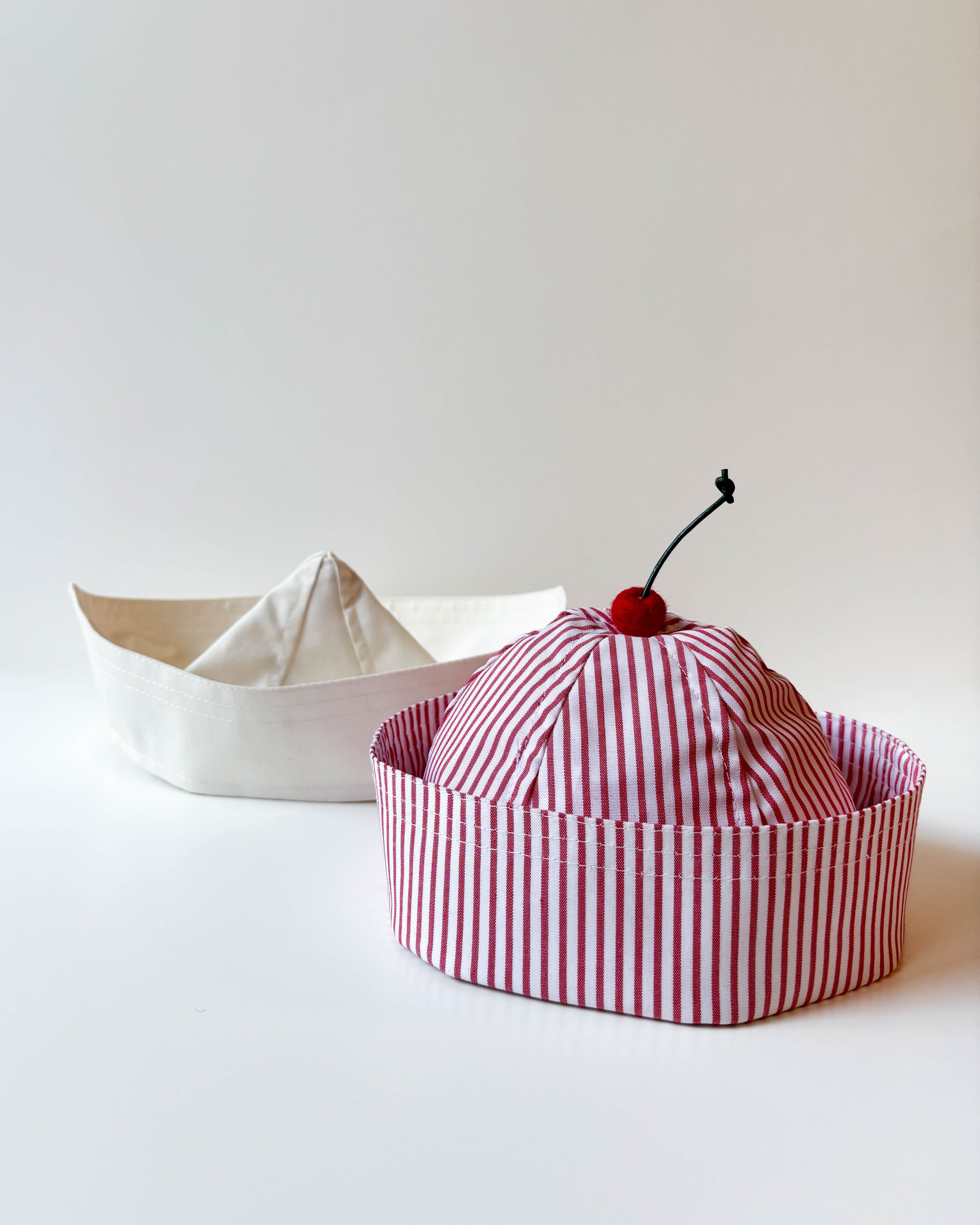 Pompon Cucu Red Stripes Cherry Sailor Hat