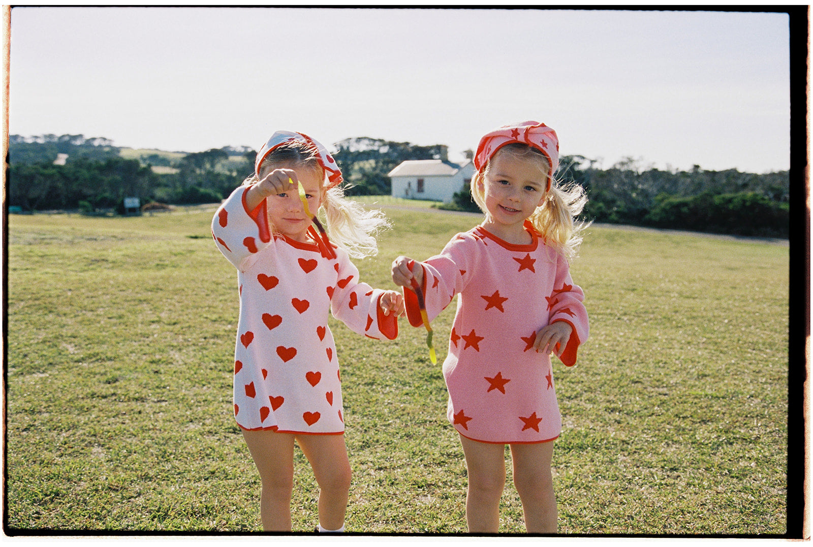 Lucky Stars Knitted Cotton Dress  Pink + Red