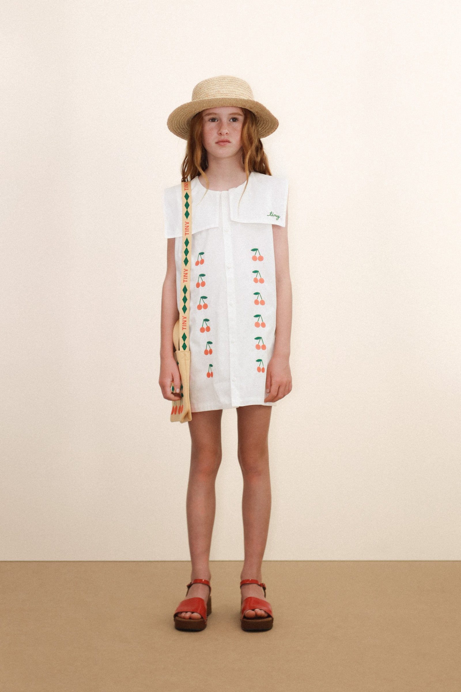 Mini Cherries Twill Dress Organic Cotton