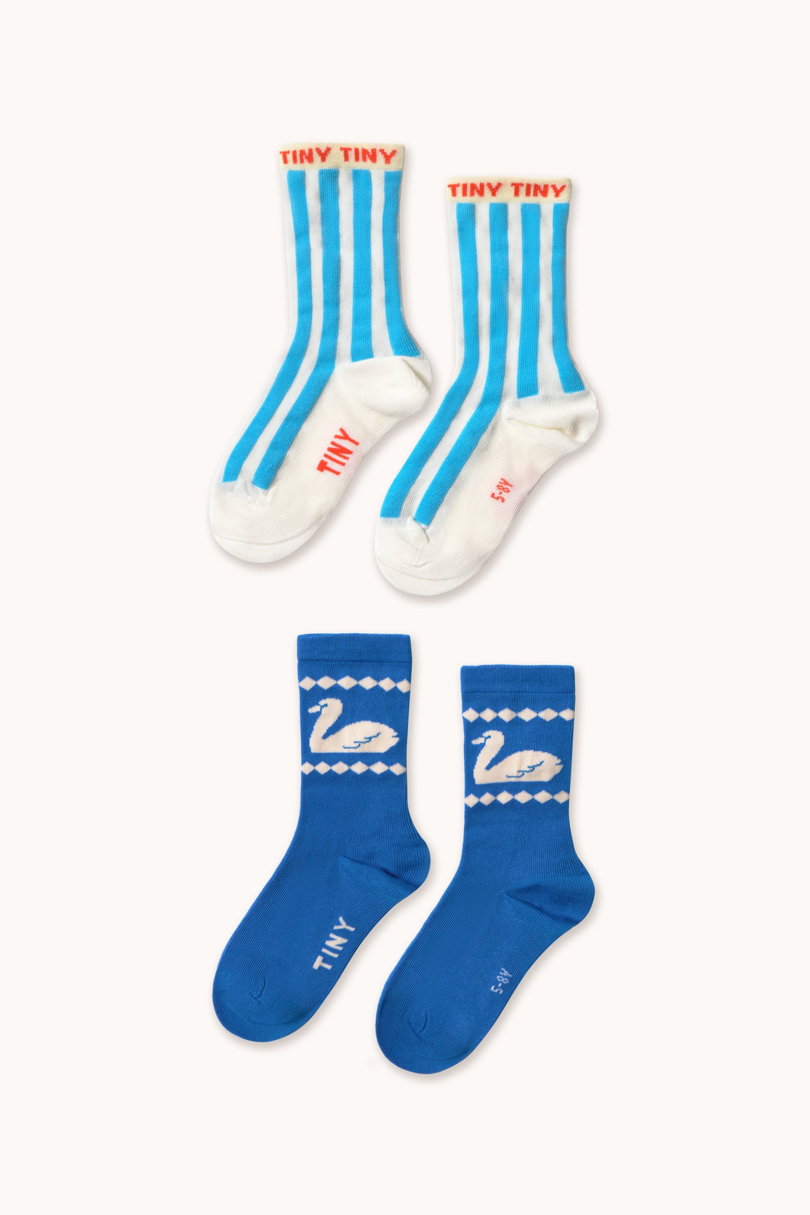 Blue Stripes & Swan Medium Socks