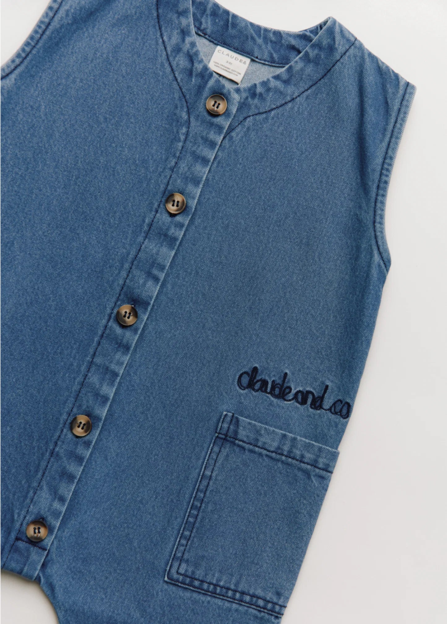 Wren Denim Sleeveless Overall Organic Cotton