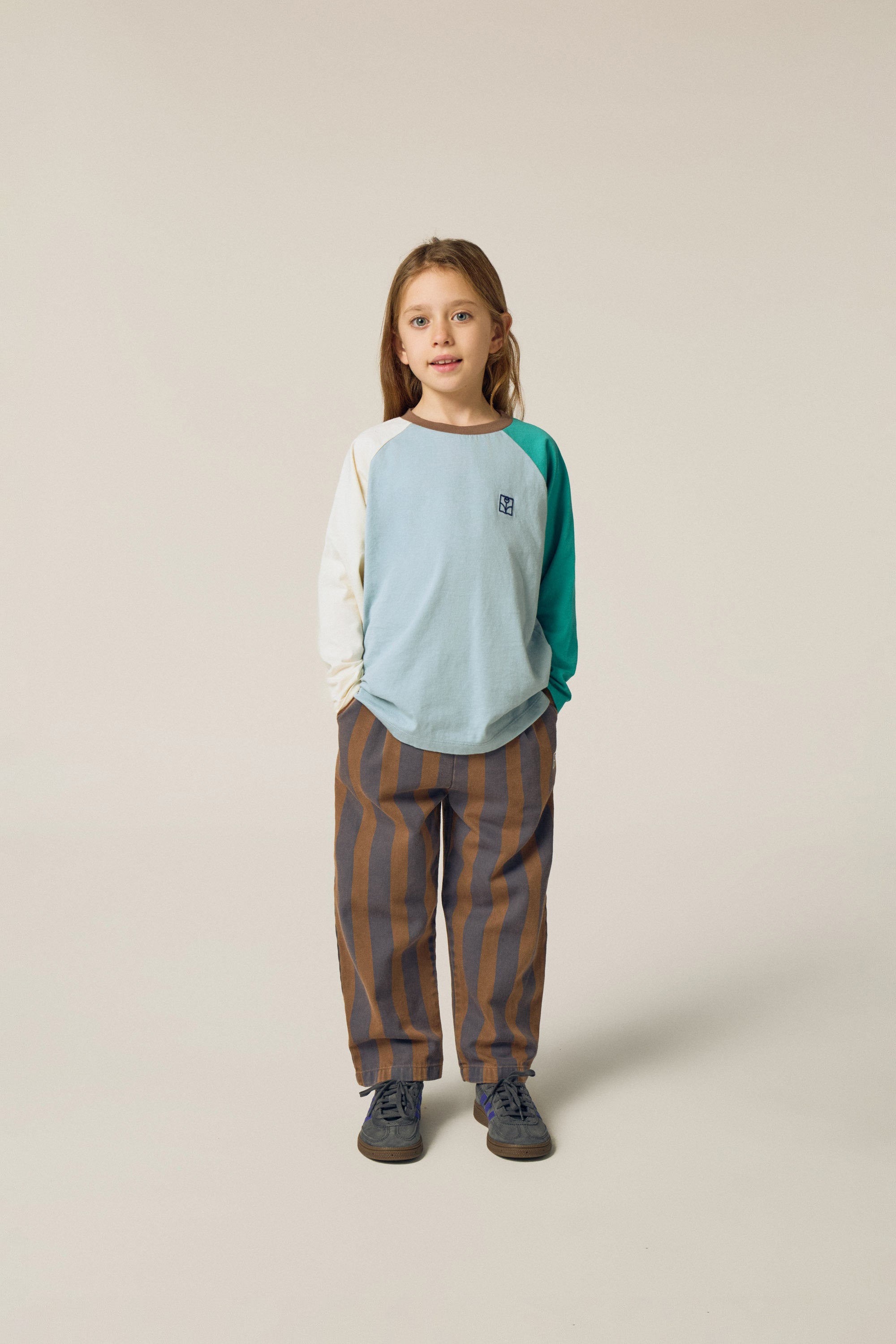 Light Blue Color Block T-shirt Organic Cotton