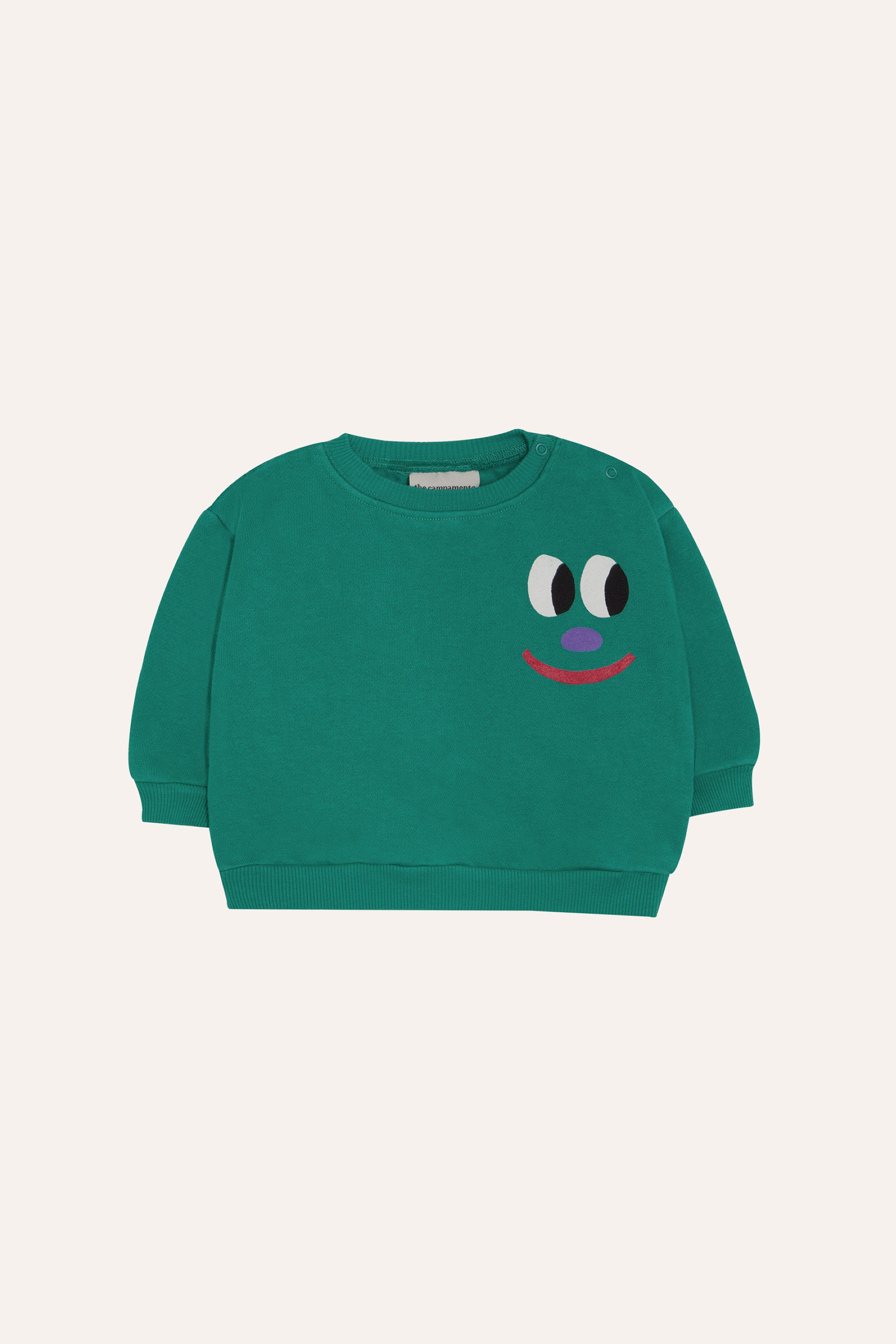 Smiling Face Green Baby Sweatshirt Organic Cotton