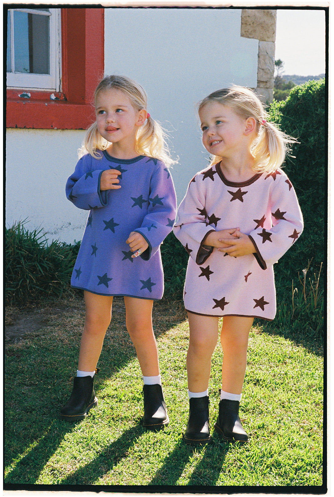 Lucky Stars Knitted Cotton Dress Violet + Navy