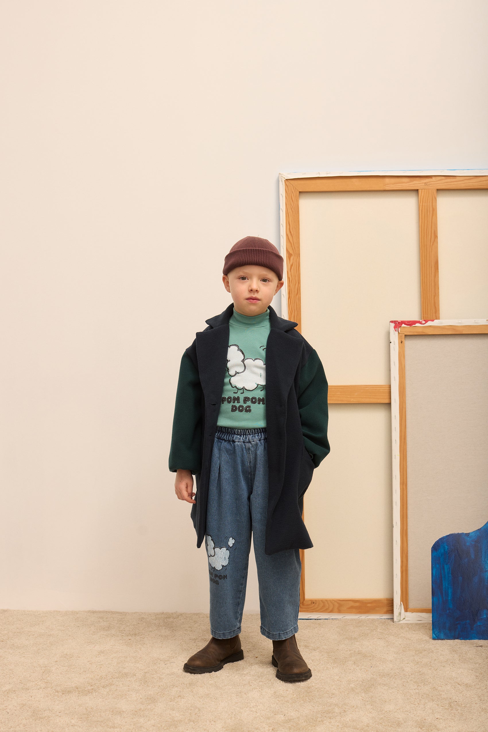 Pom Pom Dog Denim Pants Organic Cotton