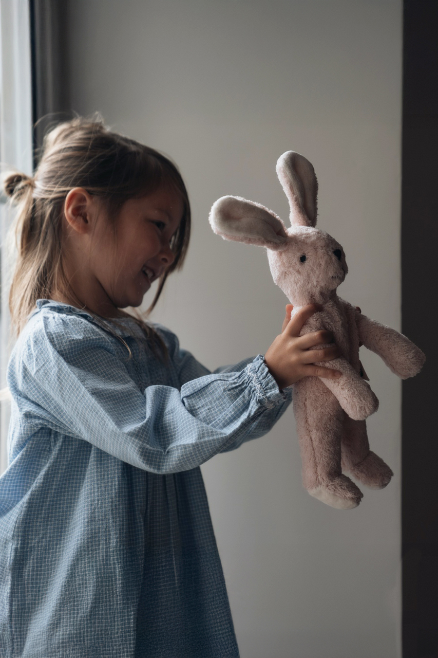 Small Floppy Animal Rabbit Pink Organic Cotton