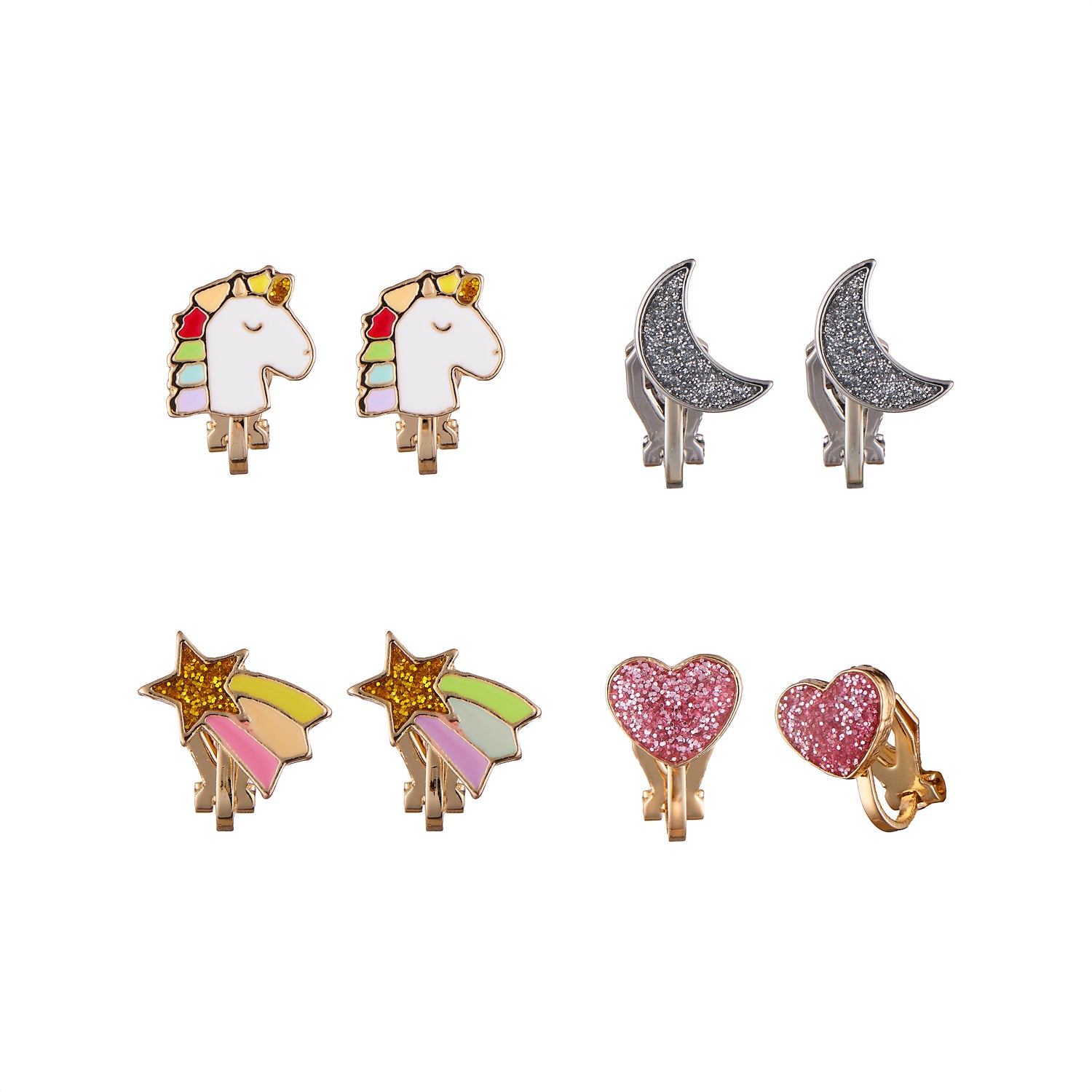Rainbow Unicorn Clip on Earrings
