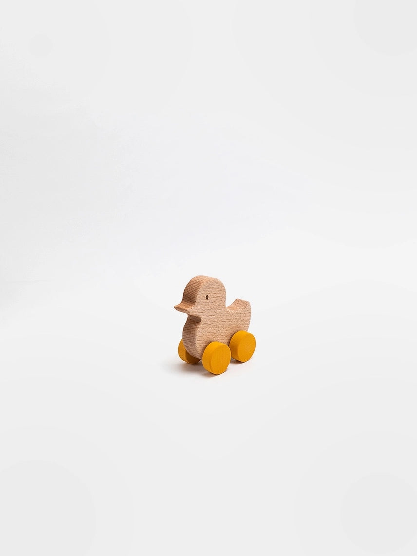 Wooden Rolling duck Yellow