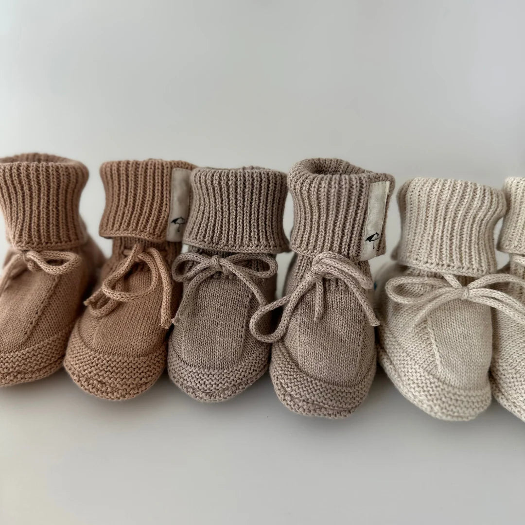 Baby Knitted Blue Flower Booties image 1