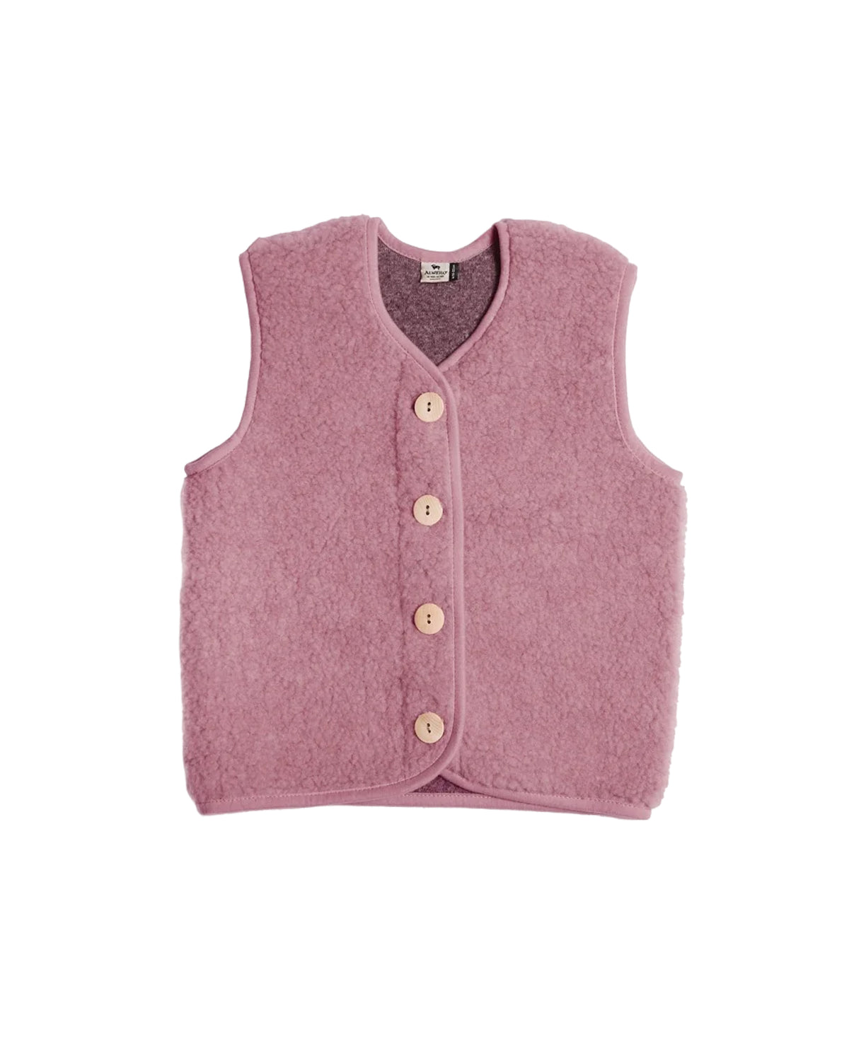 Kids Vest Light Wool Light Pink 100% Pure Wool