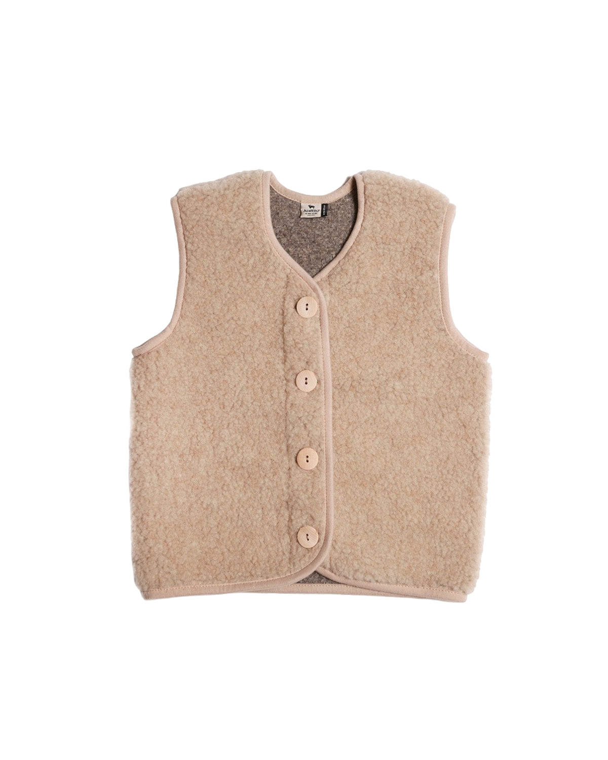 Kids Vest Light Wool Sand  100% Pure Wool