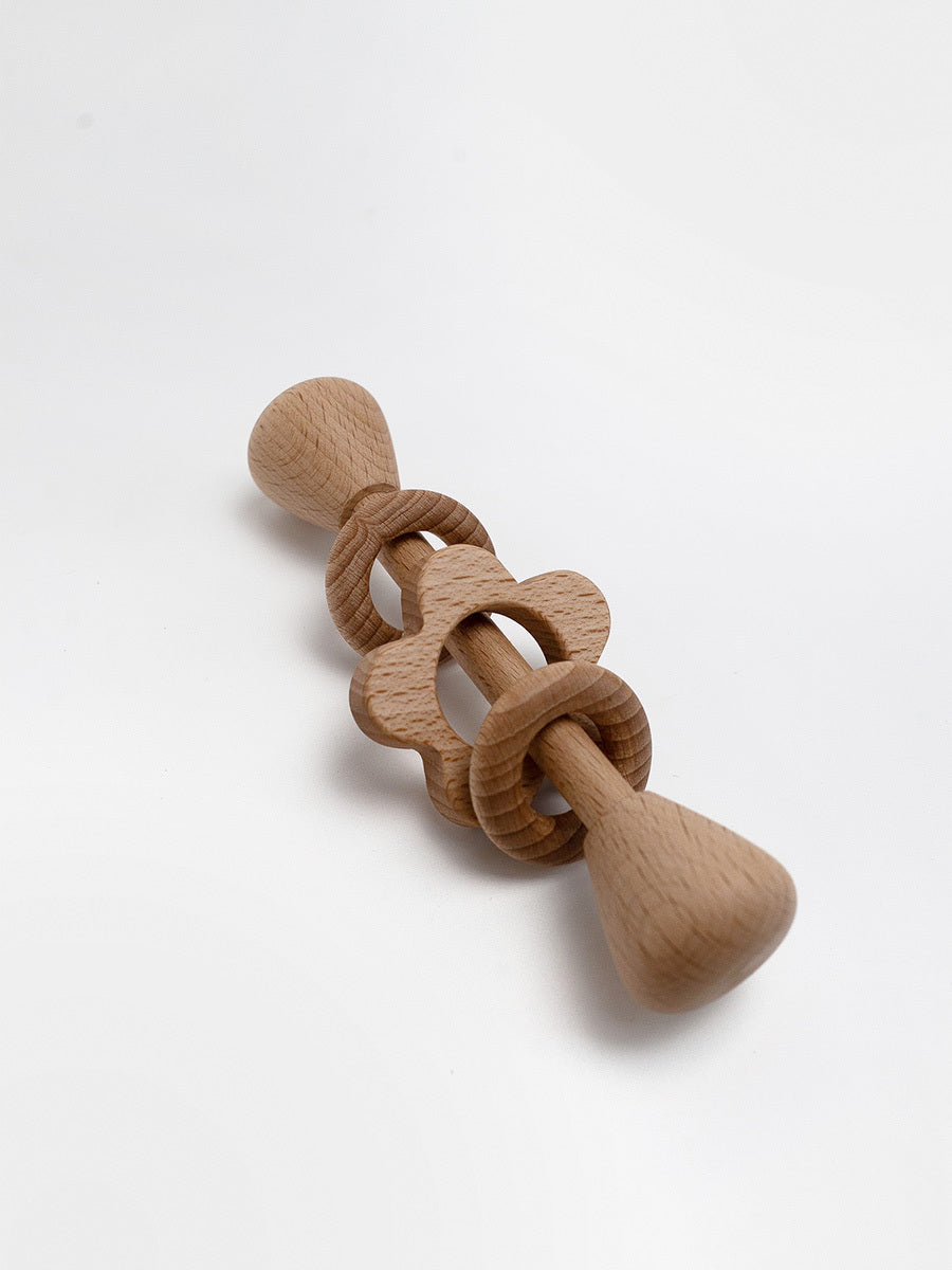 Wooden Rings and Flower rattle Natural