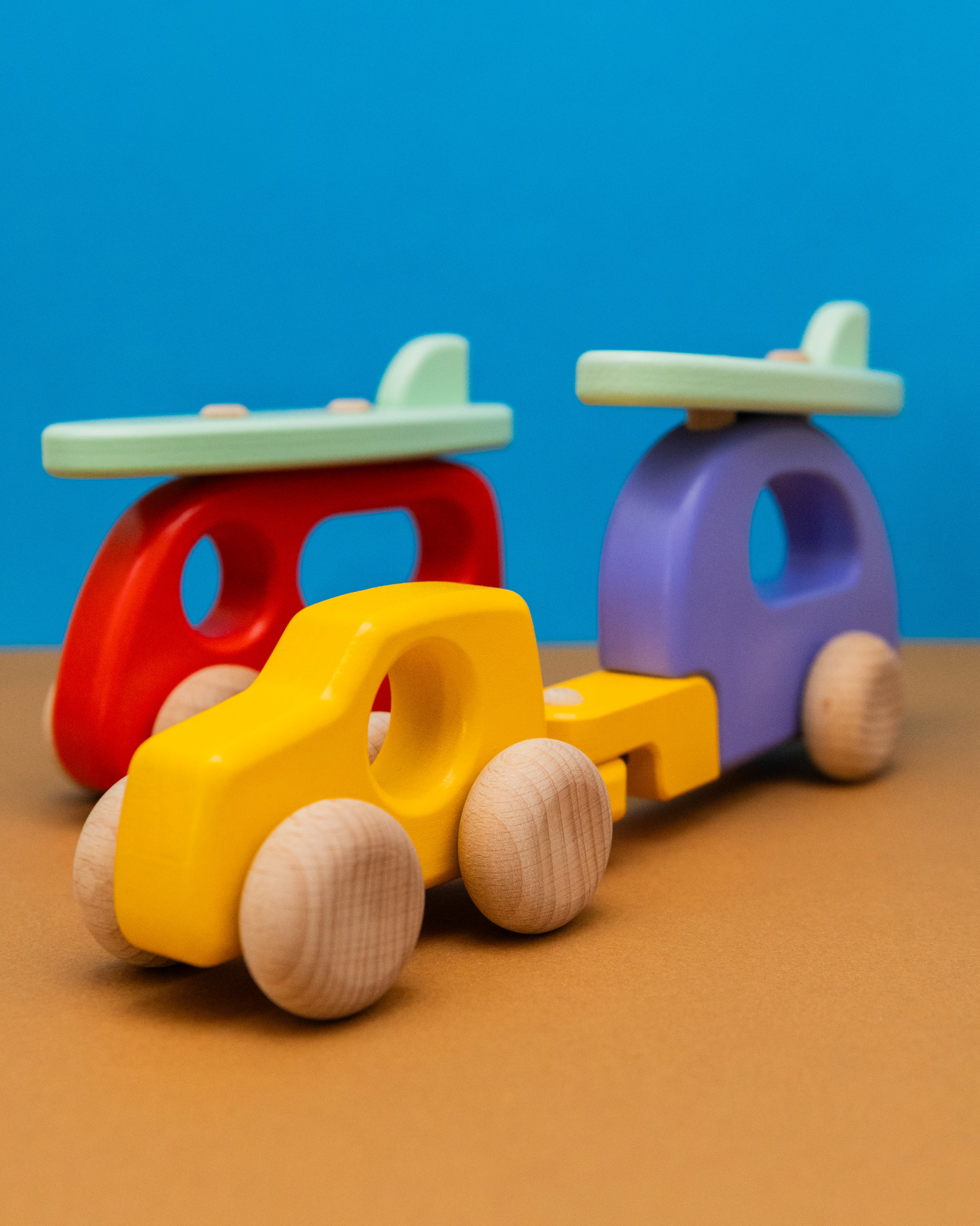 Wooden Car & Camper with Surfboard