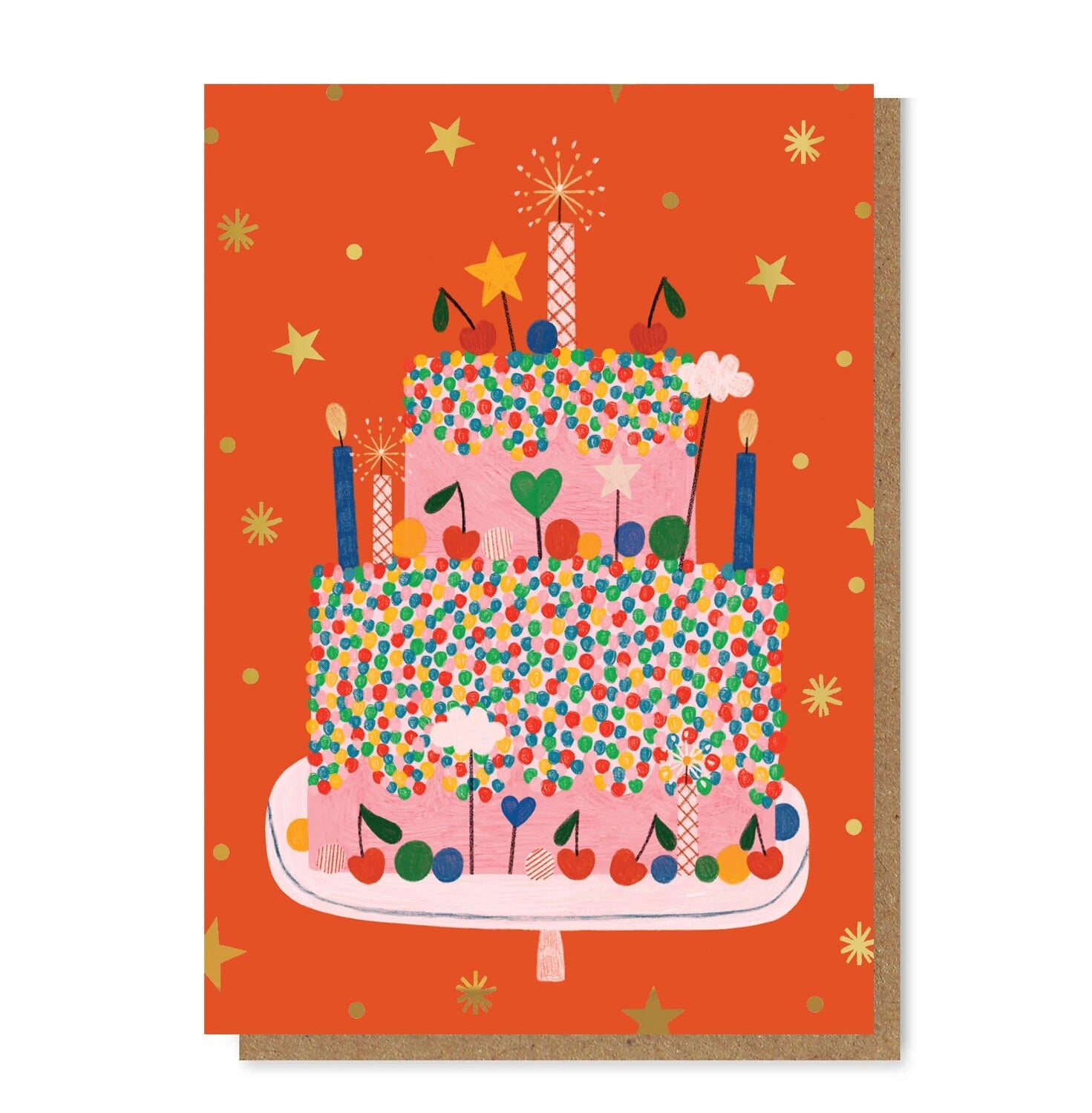 Celebration Cake Gold Foil Card