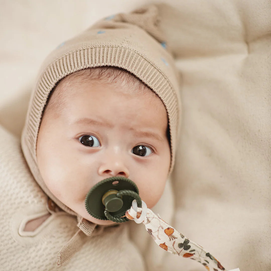 Baby Knitted Blue Flower Bonnet image 1
