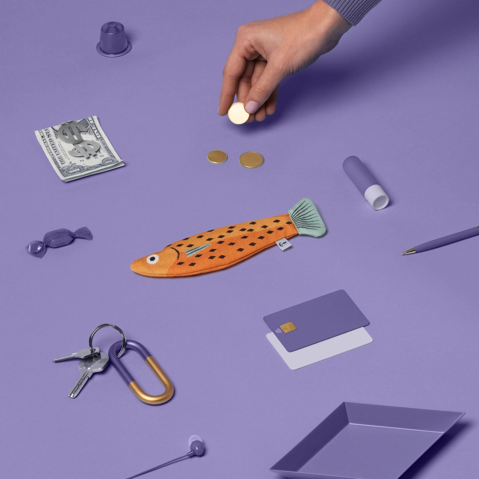 Small Whiting Orange Fish Pouch image 2