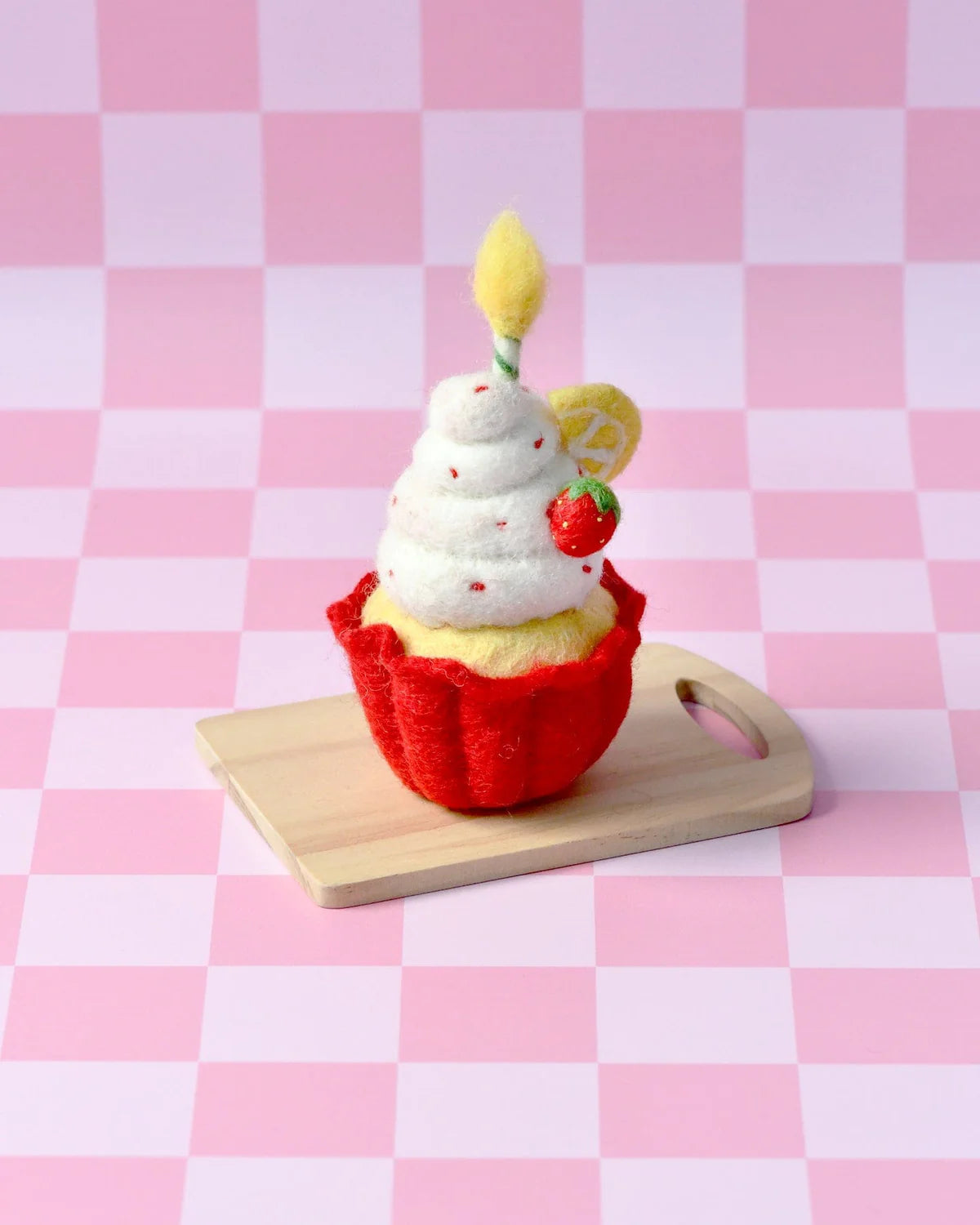 Giant Felt Strawberry Cupcake with Candle image 0