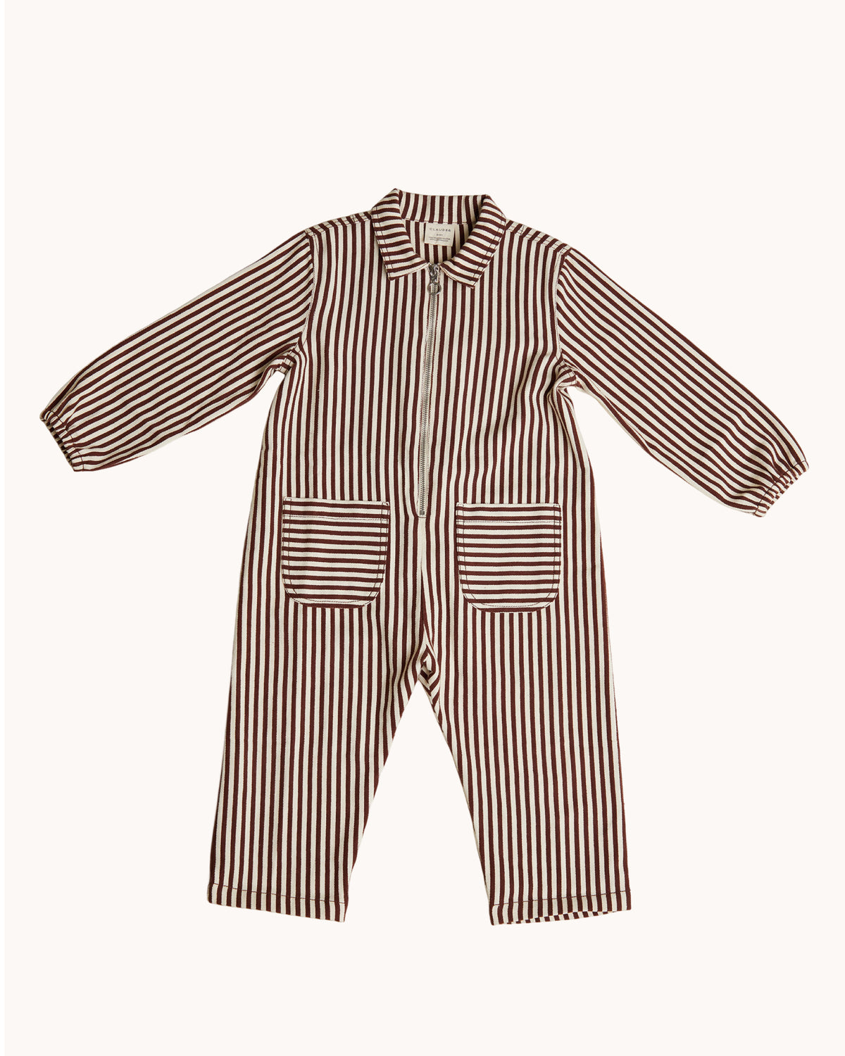 Syd Maroon Stripe Boiler Suit Organic Cotton