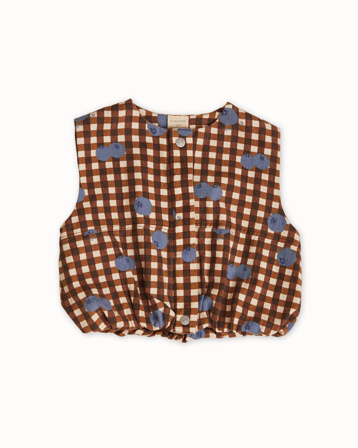 Rumi Blueberry Gingham Gilet Organic Cotton