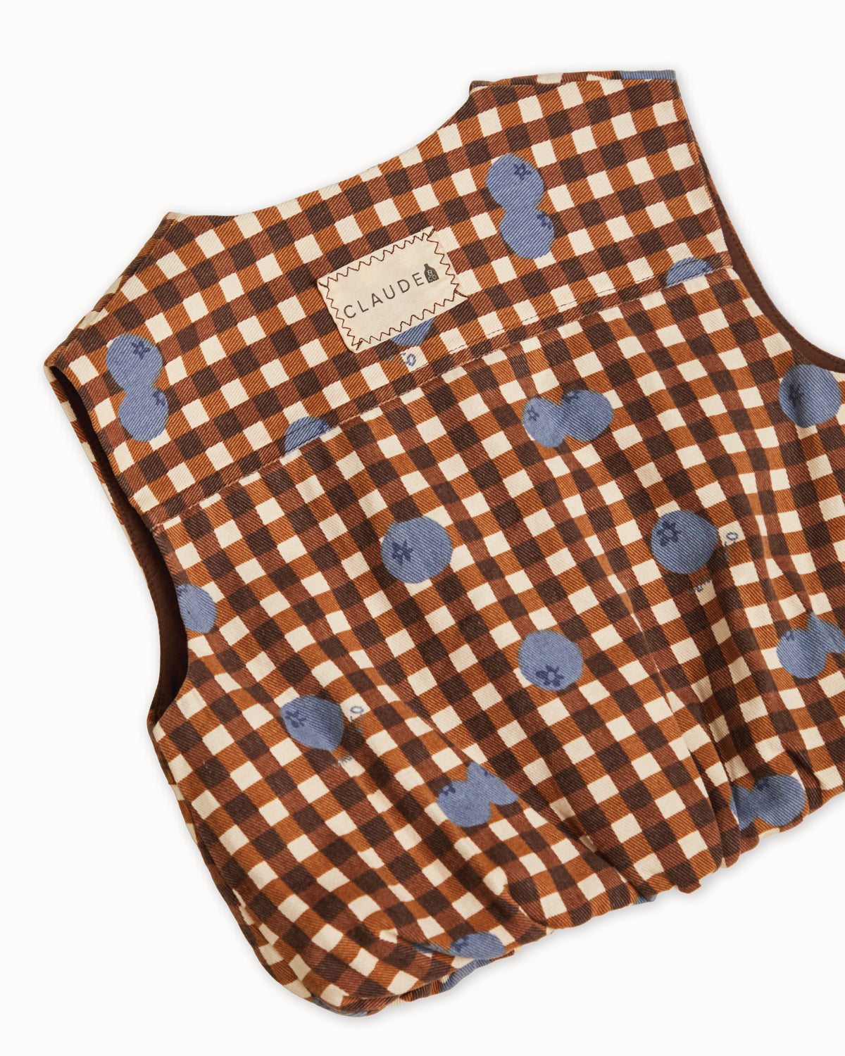 Rumi Blueberry Gingham Gilet Organic Cotton
