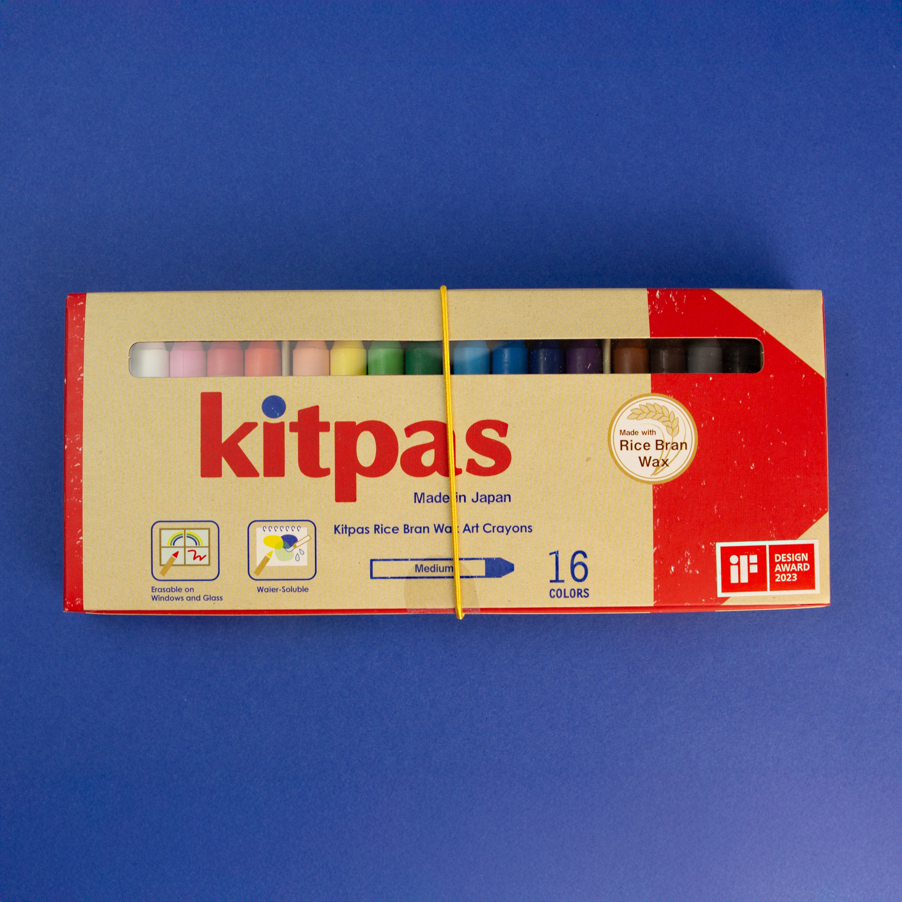 Kitpas Rice Bran Wax Art Crayons 16 Colors image 0