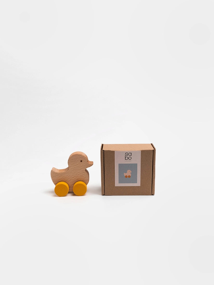 Wooden Rolling duck Yellow