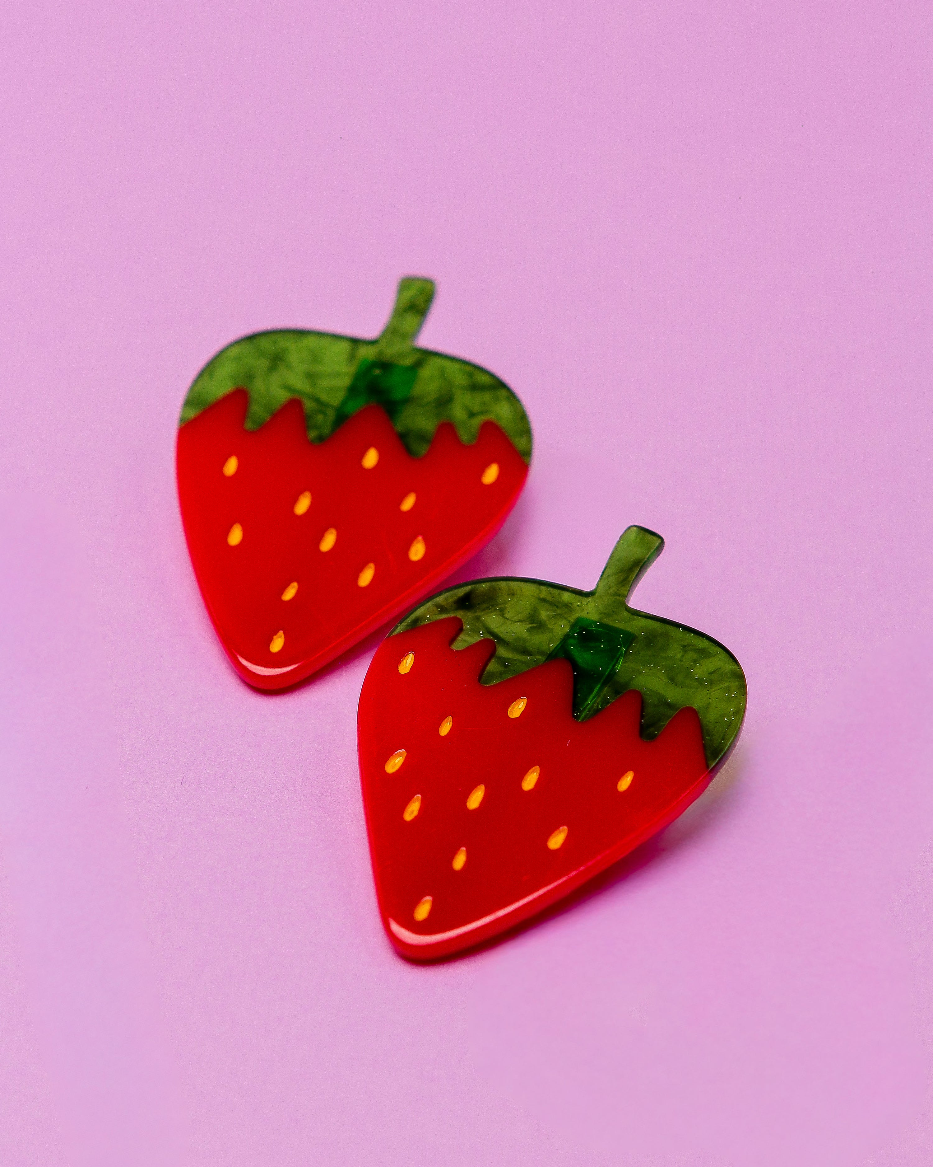 Strawberry Alligator Hair Clip Set image 7