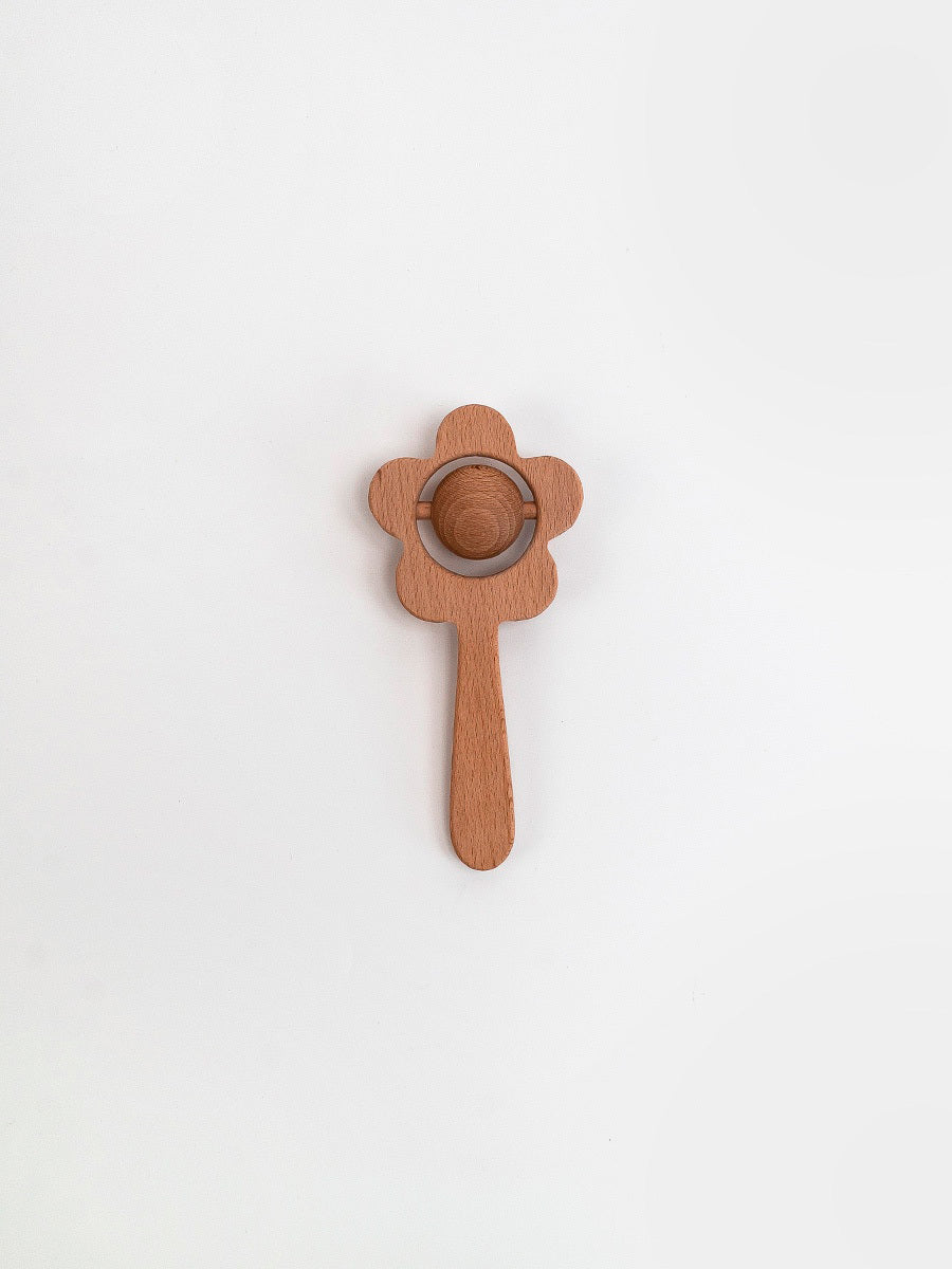 Wooden Flower Rattle Natural