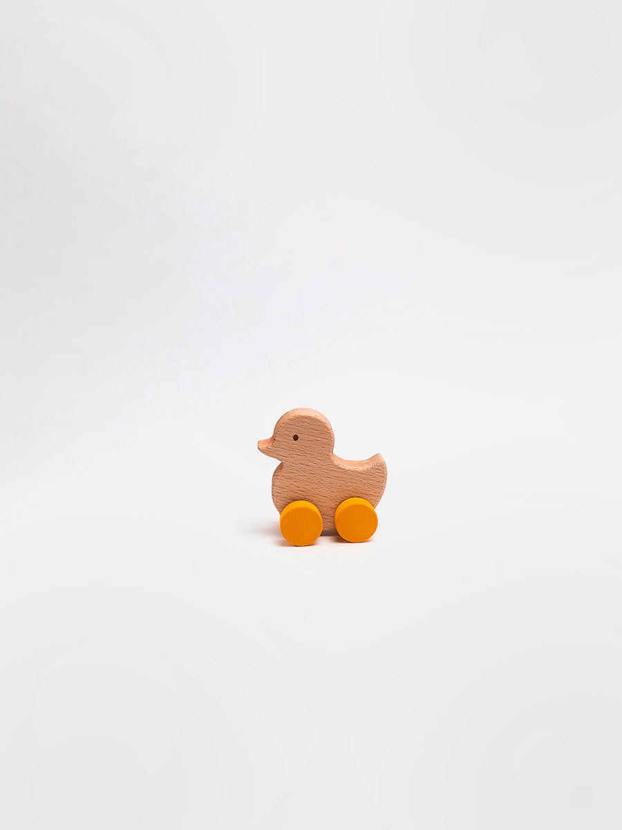 Wooden Rolling duck Yellow